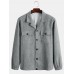 Men Nizi Contrast Pure Chest Pockets Button Collar Simple Jackets