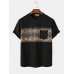 Mens Tribal Geometric Print Patchwork Pocket Short Sleeve T  Shirts