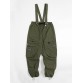 Men Multi Pockets Solid Color Belted Utility Zip String Casual Cargo Pants Overalls