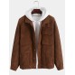 Men Corduroy Vintage Solid Color Button Collar Pockets Casual Jackets