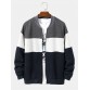 Men Patchwork Contrast Color Block Stand Collar Jackets