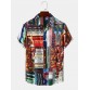 Mens Tribal Pattern Spliced Hem Cuff Comfy Shirts