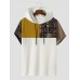 Mens Tribal Patchwork Printed Short Sleeve Hooded T  Shirts