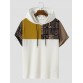 Mens Tribal Patchwork Printed Short Sleeve Hooded T  Shirts