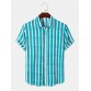 Mens Tie Dye Striped Print Button Up Short Sleeve Shirts