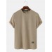 Mens Solid Color Applique Crew Neck Knitted Short Sleeve T  Shirts