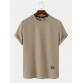 Mens Solid Color Applique Crew Neck Knitted Short Sleeve T  Shirts