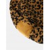 Men Leopard Fleece Patch Pocket Stand Collar Drawstring Hem Jackets